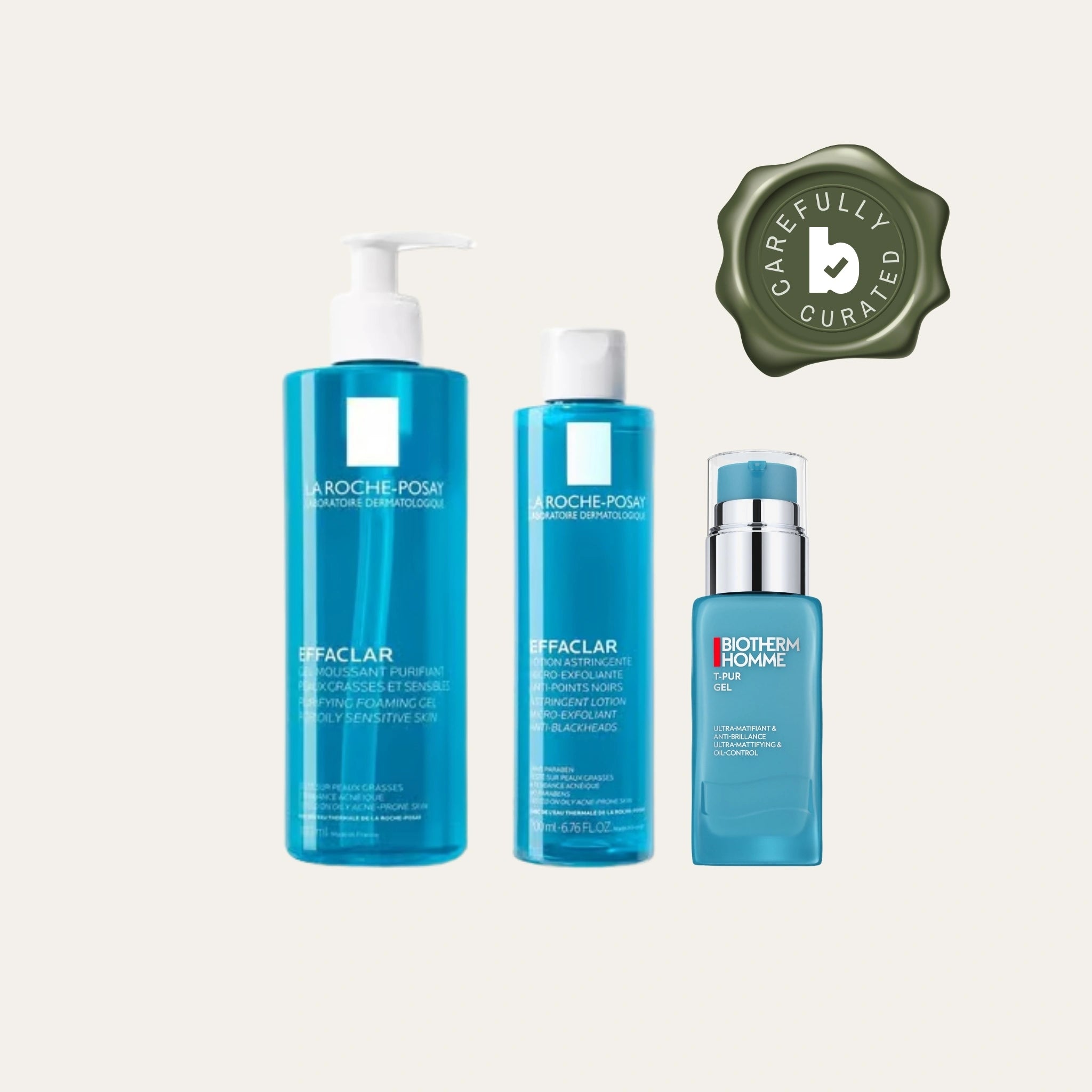 Effaclar Purifying Foaming Cleansing Gel +M
Effaclar Astringent Lotion Micro Exfoilant
Homme T-Pur Gel Ultra Mattifying And Oil Control Gel