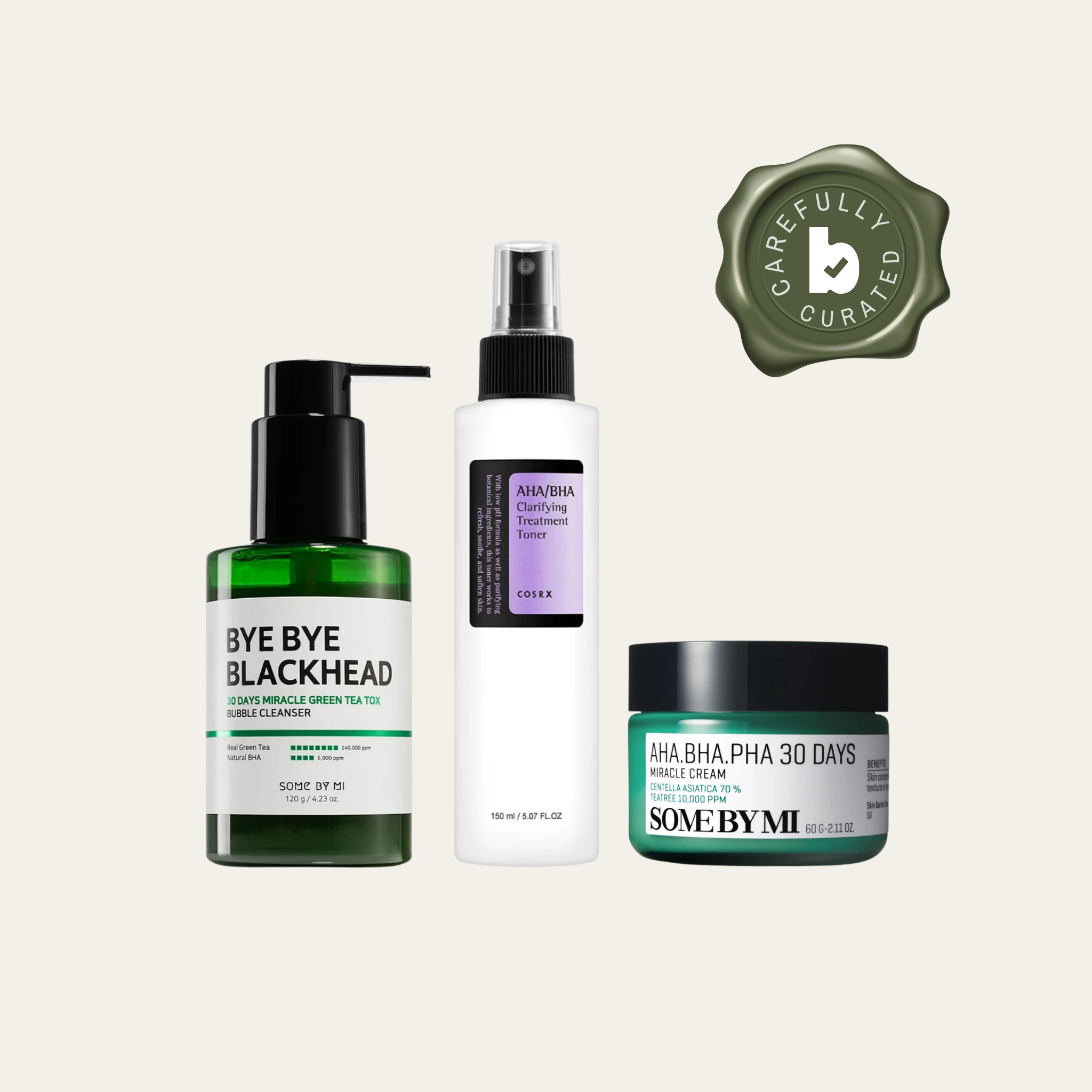 Full bundle image featuring Mustapäämestari skincare set for oily and blemish-prone skin by Ihonhoitopaketti.