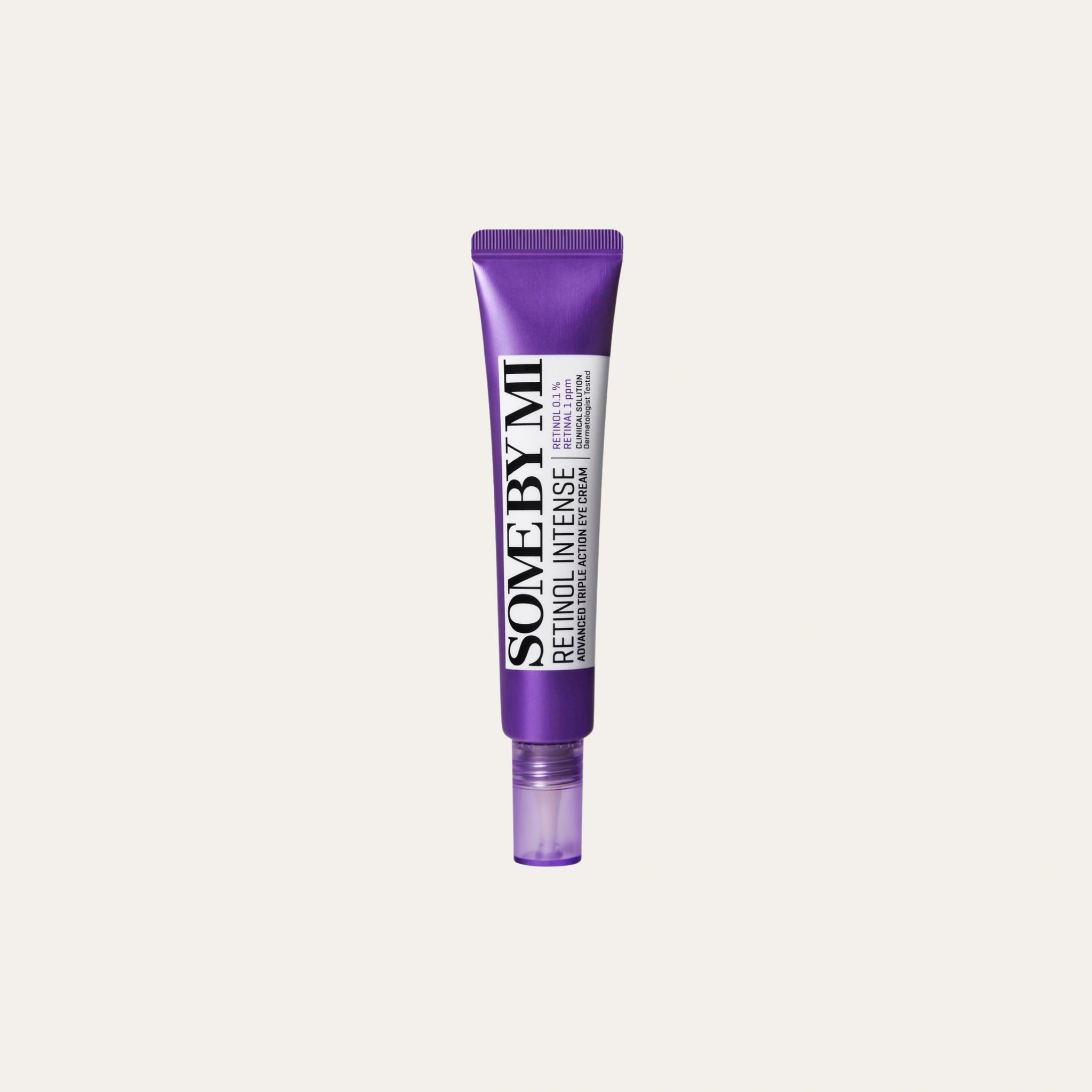 SOME BY MI Retinol Intense Advanced Triple Action Eye Cream kasvonaamio, silmänympärysalueen hoitotuote, kerma ja tuotepakkaus